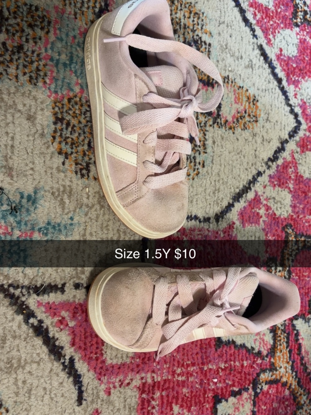 adidas Pink and White Kids Suede Sneakers